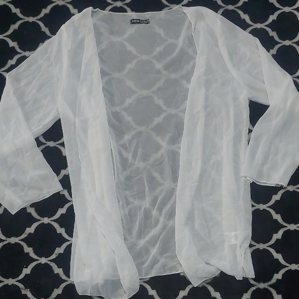 nwot shein Sheer White Open Cardigan Large‎